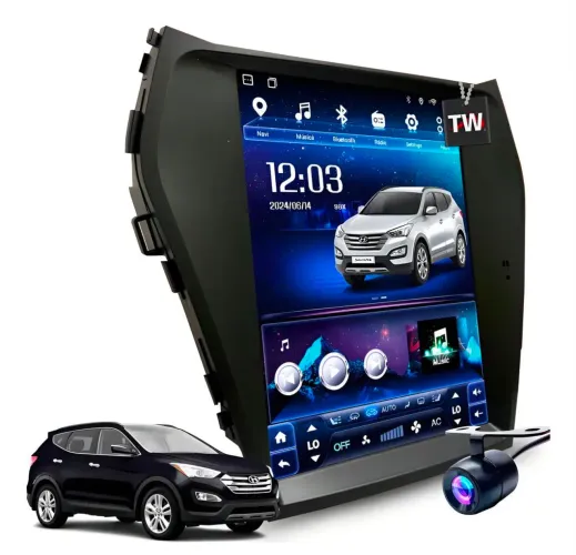 Central Multimídia Android Lelong Tesla 9.7" Hyundai Santa Fé 2014-2019