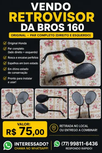 VENDO PAR DE RETROVISORES ORIGINAIS HONDA BROS 160