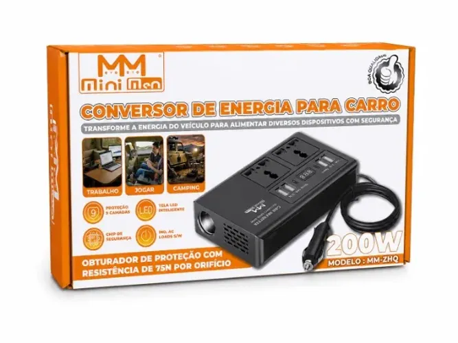 Inversor De Voltagem 200w Dc 12v/24v Saída 220v Tomada E Usb 