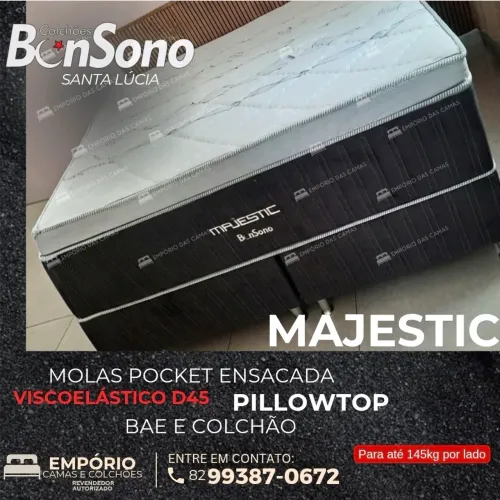 Cama casal R$1.579 Queen R$1.999 viscogel Molas pocket ensacadas D33 base/colchão bonsono 