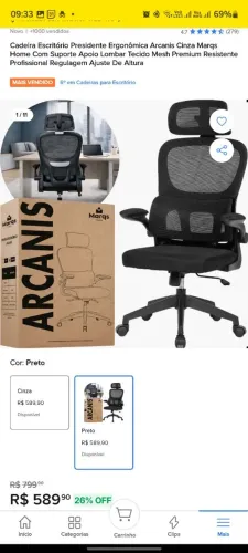 Cadeira de escritório ergonômica 