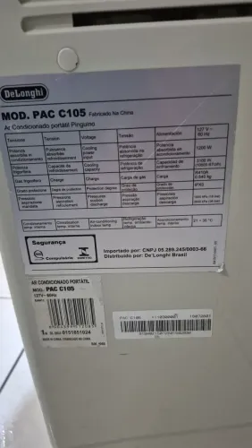 Ar-condicionado portatil PAC C105 delong Pra hoje