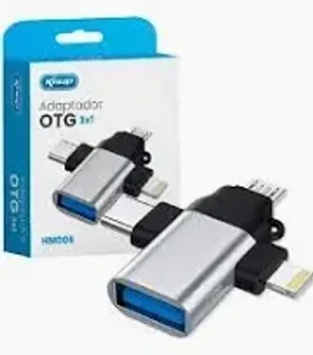 Adaptador Otg 3 Em 1 Tipo C Lightning V8 Knup Cor Prata