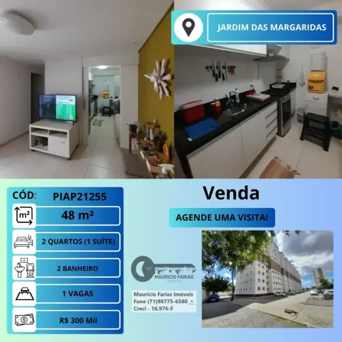 APARTAMENTO 2 QUARTOS (1 SUÍTE) NO JARDIM DAS MARGARIDAS