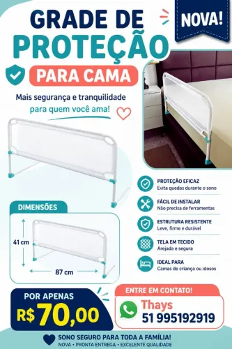 Grade de proteção para cama