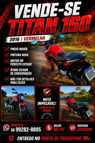 CG160 vermelho brilho 2016 perfeita sem detalhes 