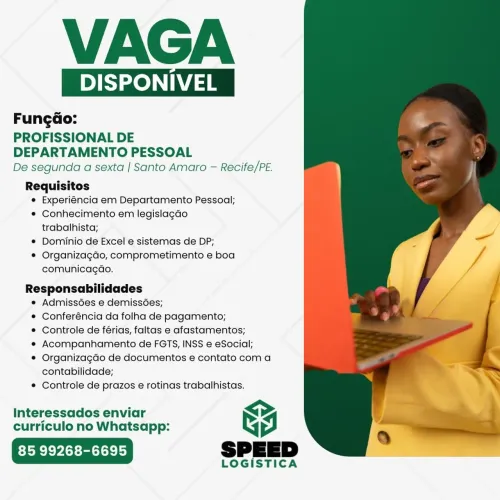 Contrata-se DEPARTAMENTO PESSOAL