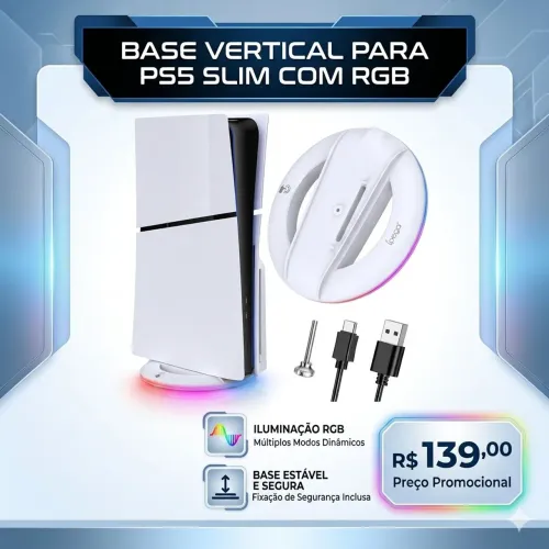 Suporte Base Vertical PS5 Slim Com RGB (Original e Lacrado)