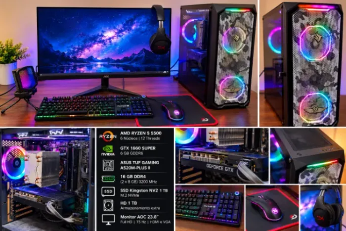 PC GAMER COMPLETO - RYZEN 5 5500 + GTX 1660 SUPER 6GB