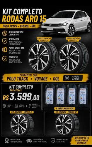 Rodas 15 polo,saveiro,gol,voyage + pneus zeros 