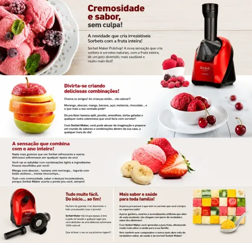 Sorbet Maker Polishop - Máquina de sorvete super prática e rápida