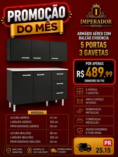Armário Aéreo com balcão Evidência 