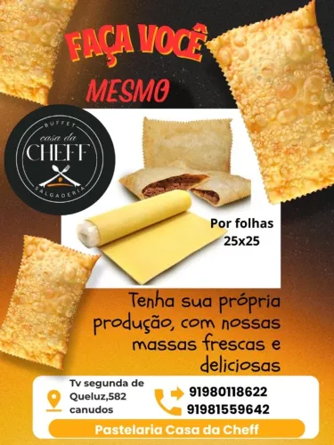 Massa fresca de pastel em folhas 25x25