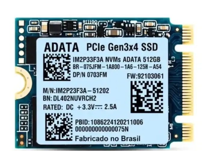 Adata flash NVME 512gb PCie Gen3x4 M.2 2280 saúde 92%