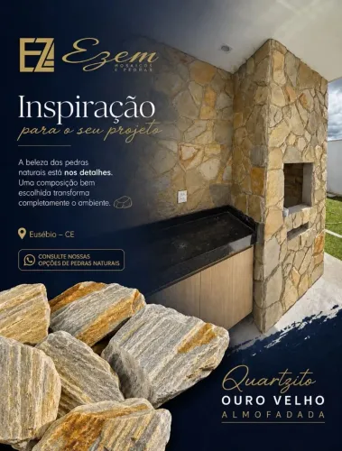 Pedra Quartzito Ouro Velho Lisa e almofada 
