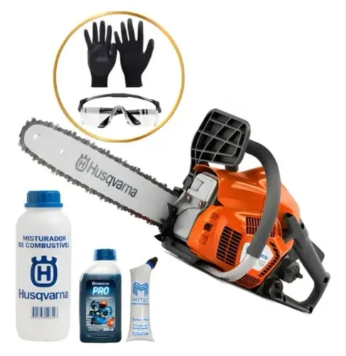 Motosserra Husqvarna 125 Florestal A Gasolina 1,52kw Com Kit Epi Laranja