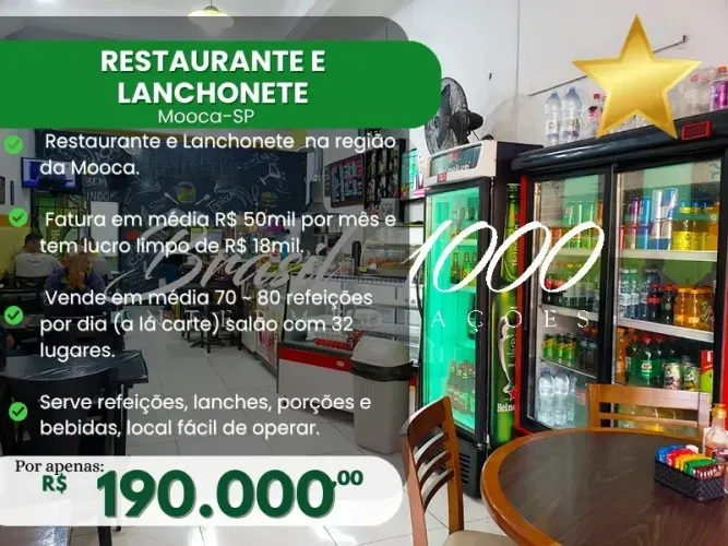 Restaurante e Lanchonete na Mooca, SP. (Cod.108766)
