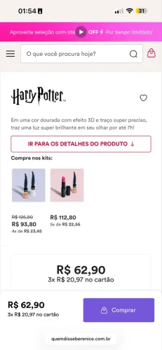 delineador líquido dourado expelliarmus harry potter