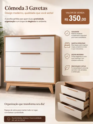 Cômoda espaçosa, Belíssima e de qualidade