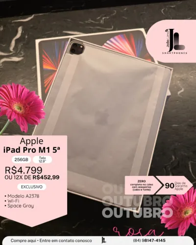 IPAD PRO M1 5ª, 256GB, TELA 12.9?, ZERO, EXCLUSIVO!