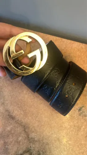 Cinto couro preto Gucci
