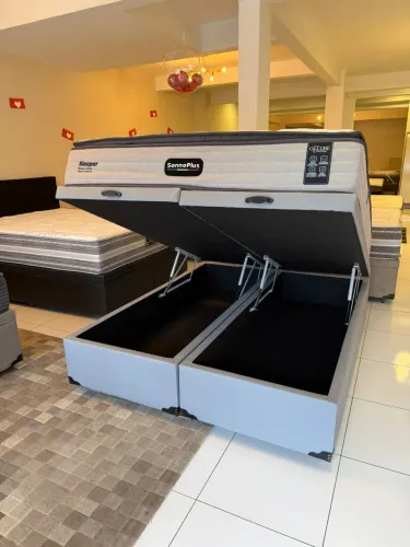 Cama Queen BAÚ COM COLCHÃO QUEEN SEMINOVO TOP - entrego! 