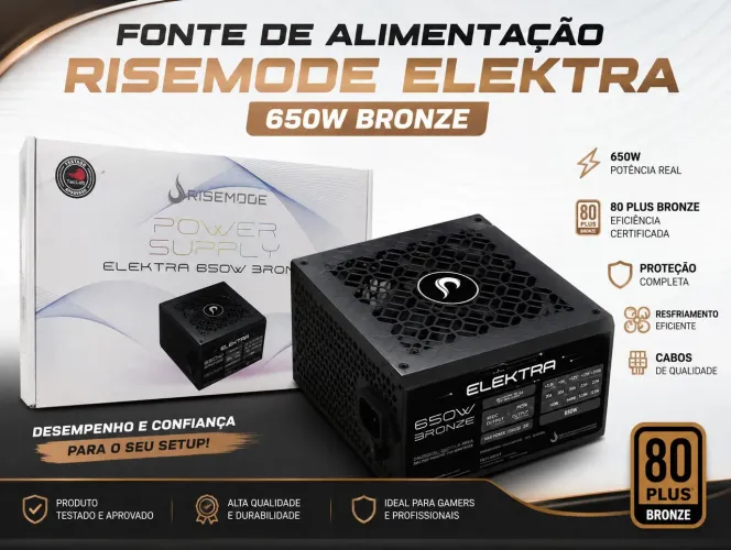 Fonte Risemode Elektra 650W 80 Plus Bronze - Nova