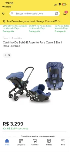 Carrinho de bebê importado 3 em 1