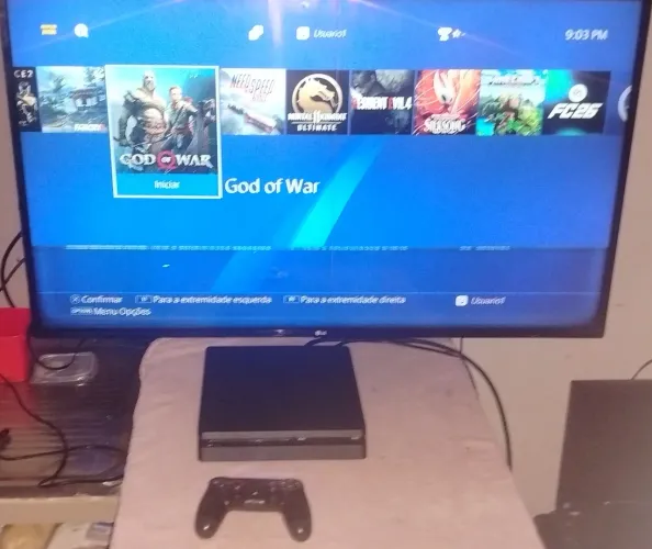 Ps4 slim 2tb c/20 jogos destravado e completo