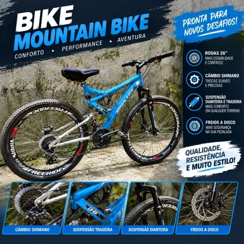 ? BICICLETA MTB ARO 26 - DUPLA SUSPENSÃO
