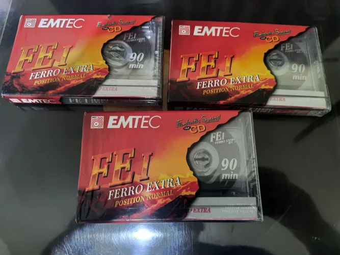 Kit 3 fitas k7 EMTEC virgens 90 minutos lacradas.
