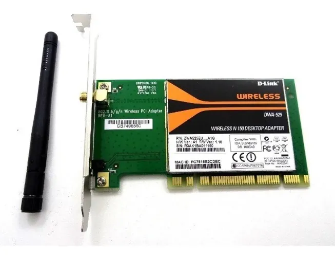 Placa De Rede D-link Wireless N150 Mbps Pci Dwa 525 Novo Ori