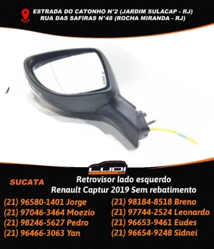 Retrovisor lado esquerdo Renault Captur 2019 Sem rebatimento