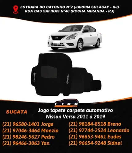 Jogo tapete carpete automotivo Nissan Versa 2011 à 2019