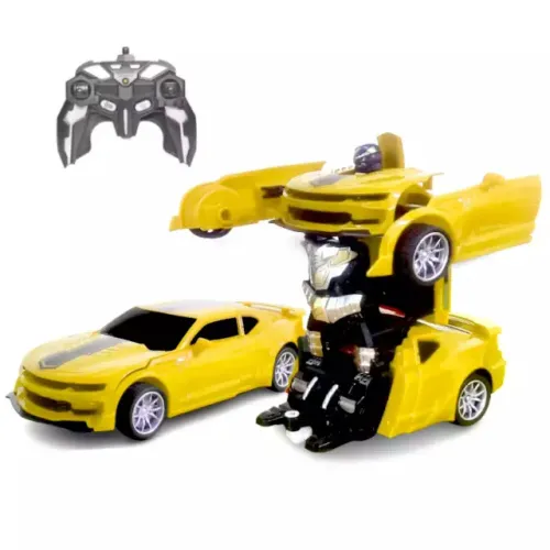 carro que transforma em robô controle remoto camaro amarelo transform tk-1494