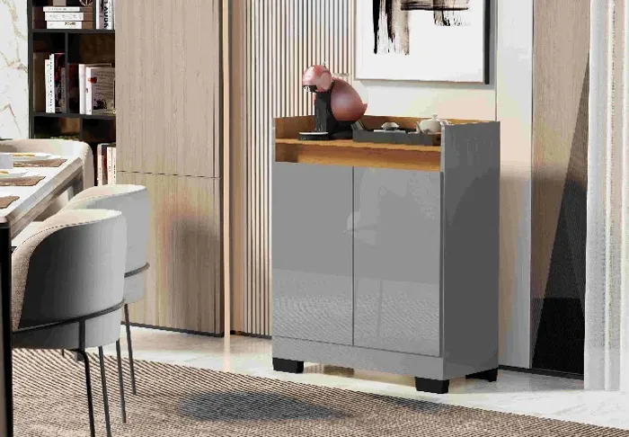 Buffet Real 2 Porta Cinza Onix.Mel Frete Grátis - Até 12x