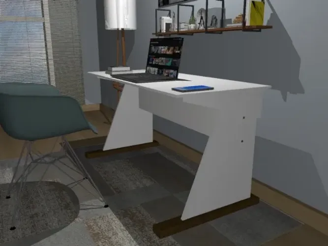 Mesa Top Clean Home Office Wood. Em MDF Texturizado. L100cm x P50cm x A74cm