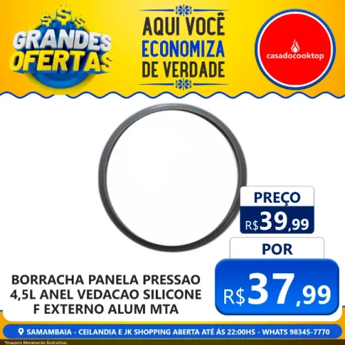 Borracha panela pressao 4,5l anel vedacao silicone f. externo alum mta