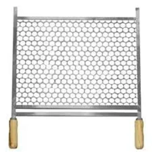 Grelha Inox 50x40 Tela Moeda Com Cabos Madeira Ou Aluminio
