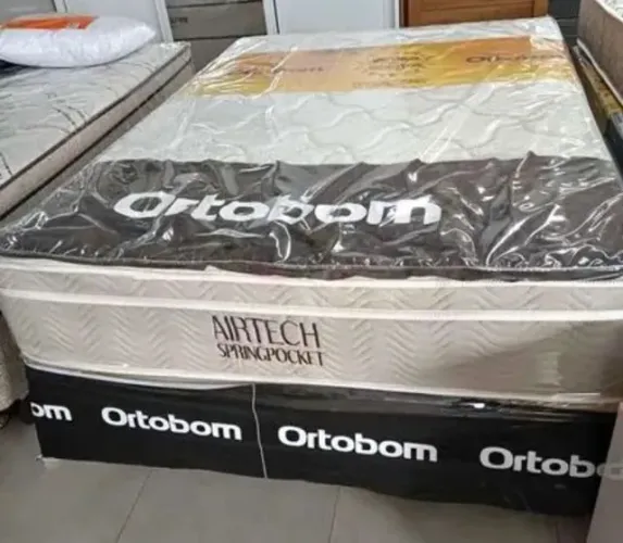 Cama boca casal colchão + base Ortobom ( pronta entrega)