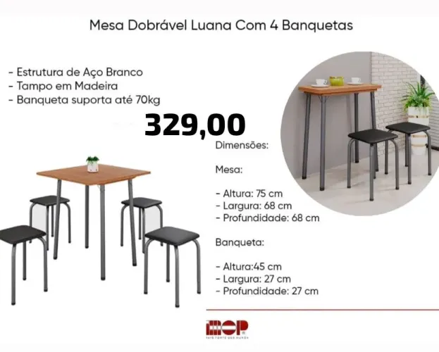 Mesa 4 banquetas dobrável / ENTREGA HOJE !!!