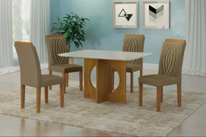SALA JANTAR 4 CADEIRAS - 1,20X0,80 - PRONTA ENTREGA - LACRADA