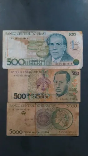 3 Notas Antigas de Moedas Brasileiras.