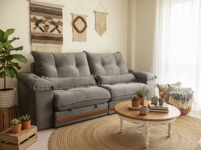 Sofá Retrátil Alto Padrão Super Pillow Molas Pocket NOVO