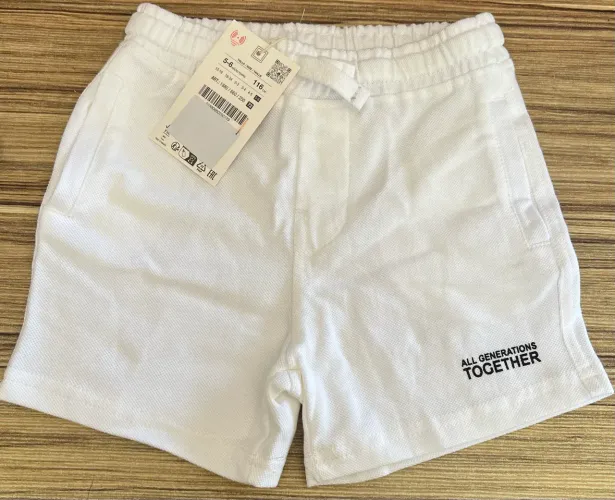 Conjunto Zara menino 6 anos novo bermuda branca linho camiseta azul algodão frete grátis 