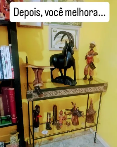 Aparador Exclusivo Africano - Ferro Maciço E Madeira Entalhada
