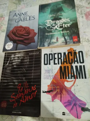 Livros: Anne de Green Gables, Operação Miami, Dragões de Eter, 9 e ½ semanas de amor