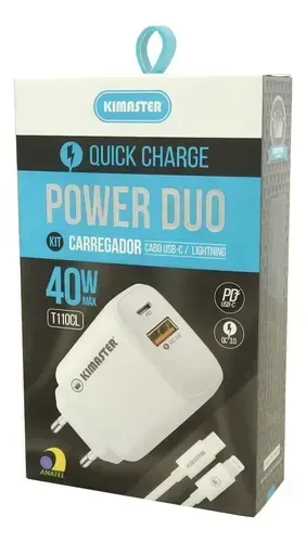 Carregador Turbo Para iPhone Tipo C/usb, 40w Kimaster T110cl