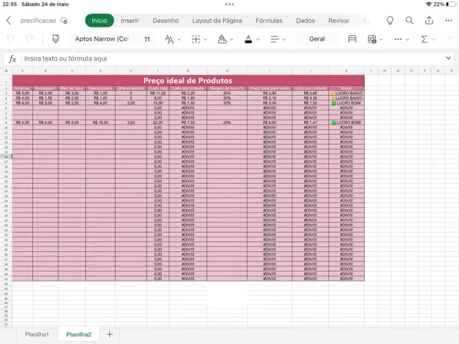 Planilha de Precificação e Lucro - 100% Automática
