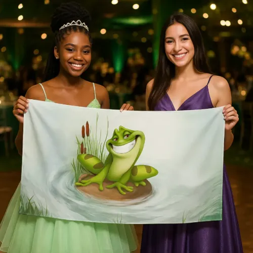 Mini Canga A Princesa e o Sapo Saída De Praia Brinde Presente Mimo Festa Debutante 